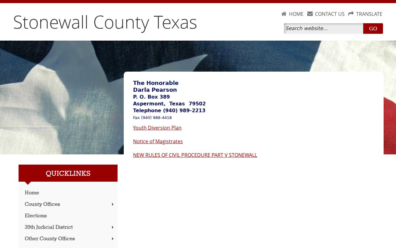 Stonewall County Justice of the Peace contact and court resources