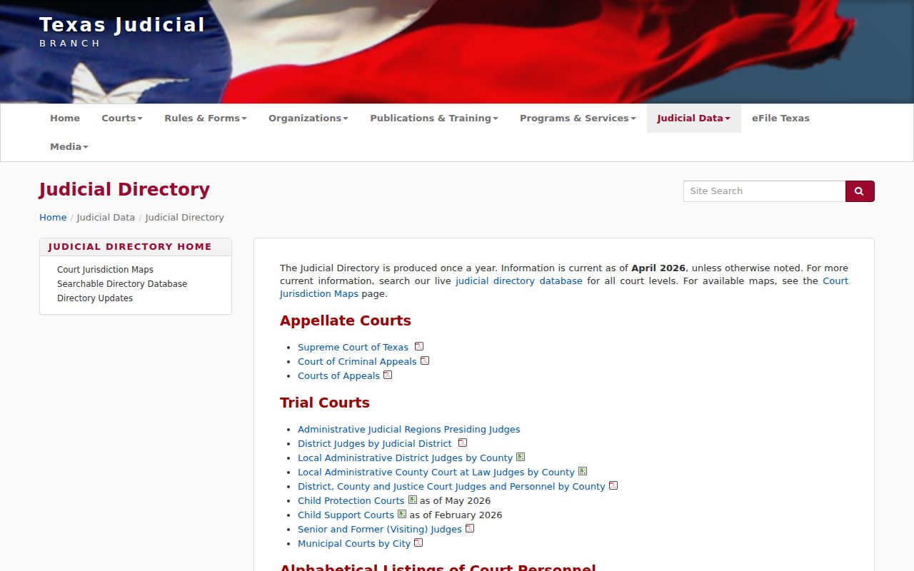 Texas Courts live and annual directory information for Stonewall County