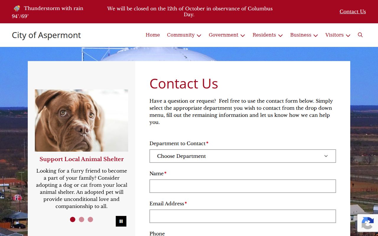 City of Aspermont contact information for routing municipal court questions