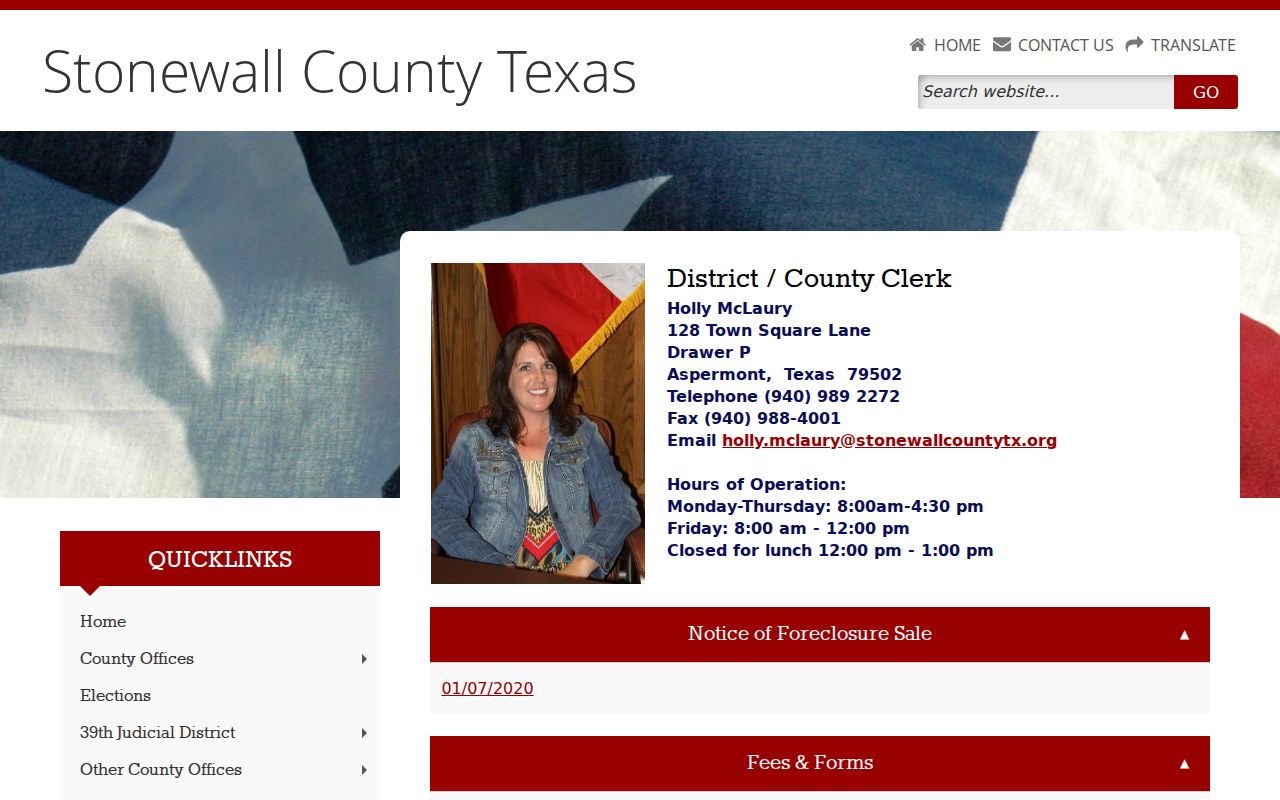 Stonewall County Clerk records page and online-search link