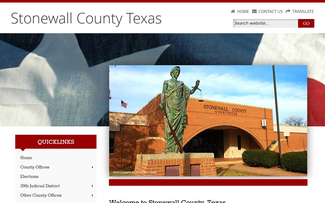 Stonewall County homepage notices and office links